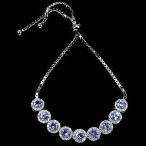 Tanzanite W Cz SOLID .925 Sterling Silver Bracelet